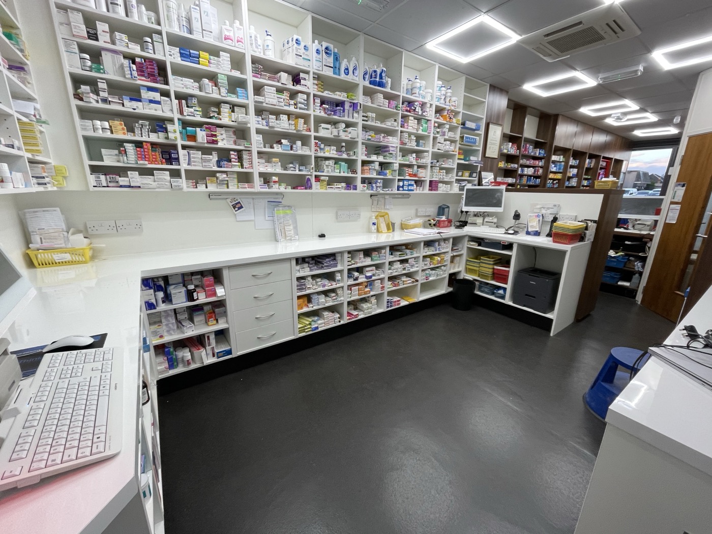 Muirend Pharmacy dispensary — fully stocked and ready to serve Clarkston Road